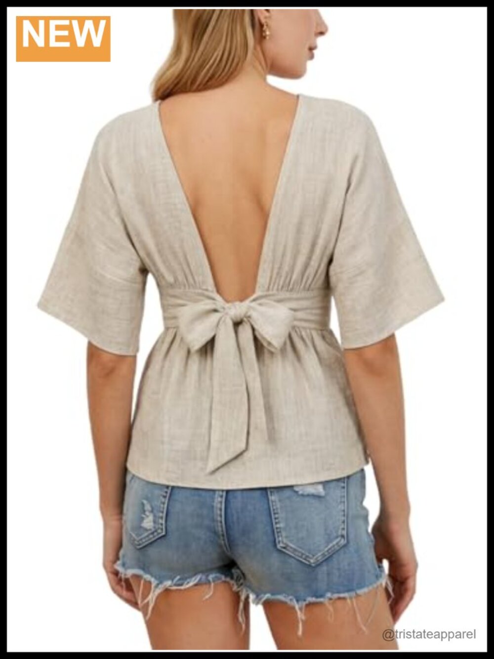 Women's Viscose Peplum Babydoll Top Backless Boat Neck Short Sleeve Blouse